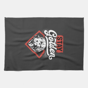 Stay Golden Golden Retriever Retro Dog Kitchen Towel