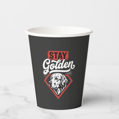 Stay Golden Golden Retriever Retro Dog Paper Cups