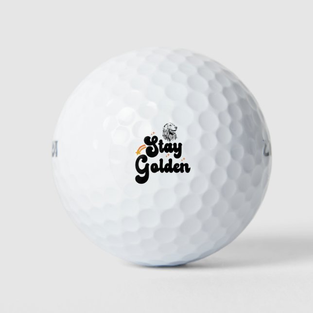 Stay Golden Groovy Retriever Dog Animal Pet Lover Golf Balls (Front)