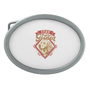 Stay Golden Retriever Dog Red Diamond_1 Belt Buckle