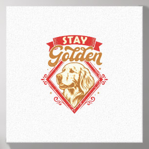 Stay Golden Retriever Dog Red Diamond_1 Canvas Photo Tile