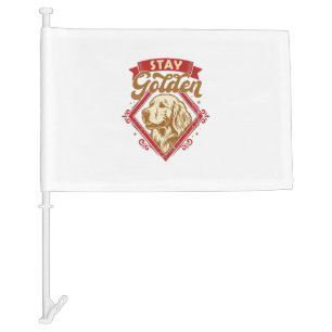 Stay Golden Retriever Dog Red Diamond_1 Car Flag
