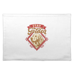 Stay Golden Retriever Dog Red Diamond_1 Cloth Placemat