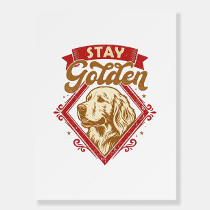 Stay Golden Retriever Dog Red Diamond_1 Foam Board