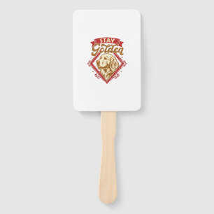 Stay Golden Retriever Dog Red Diamond_1 Hand Fan