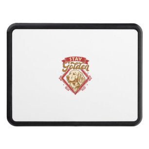 Stay Golden Retriever Dog Red Diamond_1 Hitch Cover