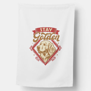 Stay Golden Retriever Dog Red Diamond_1 House Flag