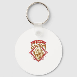 Stay Golden Retriever Dog Red Diamond_1 Keychain