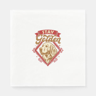 Stay Golden Retriever Dog Red Diamond_1 Napkins