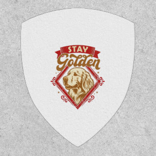 Stay Golden Retriever Dog Red Diamond_1 Patch