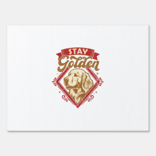 Stay Golden Retriever Dog Red Diamond_1 Sign