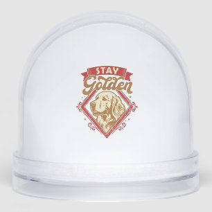 Stay Golden Retriever Dog Red Diamond_1 Snow Globe