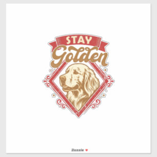Stay Golden Retriever Dog Red Diamond_1 Sticker