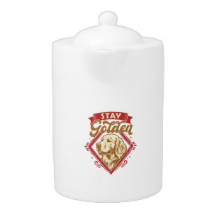 Stay Golden Retriever Dog Red Diamond_1 Teapot