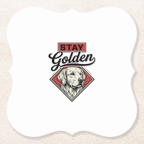 Stay Golden Retriever Vintage Dog Vector Design_1 Paper Coaster
