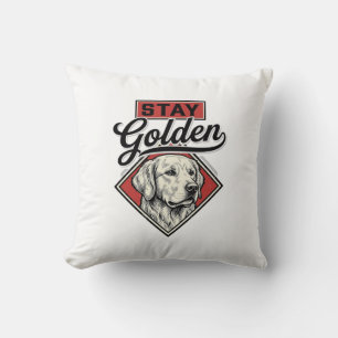 Stay Golden Retriever Vintage Dog Vector Design_1 Throw Pillow