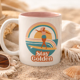 Stay Golden Retro Surf Mug Coastal Boho