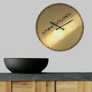 Stay Golden with Refracted Gold Light Customizable Large Clock