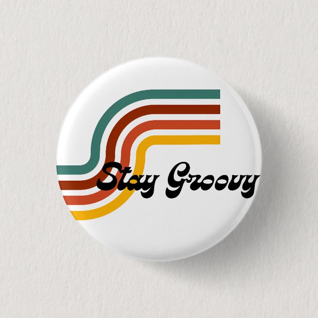 Stay Groovy Custom-Cut Vinyl Sticker Button (Front)