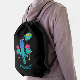 stay groovy everywhere, funny kids in school drawstring bag