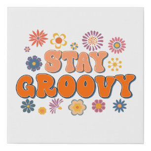 Stay Groovy Flower Power 60's Retro Faux Canvas Print