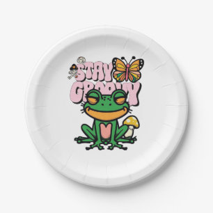 Stay Groovy Frog Paper Plates