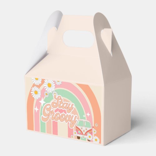 Stay Groovy Rainbow Hippie 70s birthday Favor Boxes