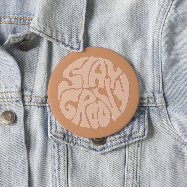 Stay Groovy Retro Beige Button (In Situ)
