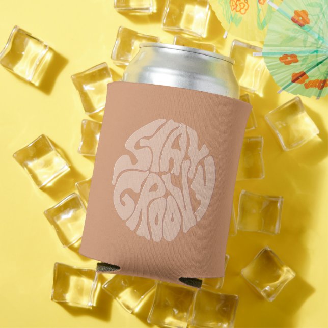 Stay Groovy Retro Beige Can Cooler (In Situ Summer)
