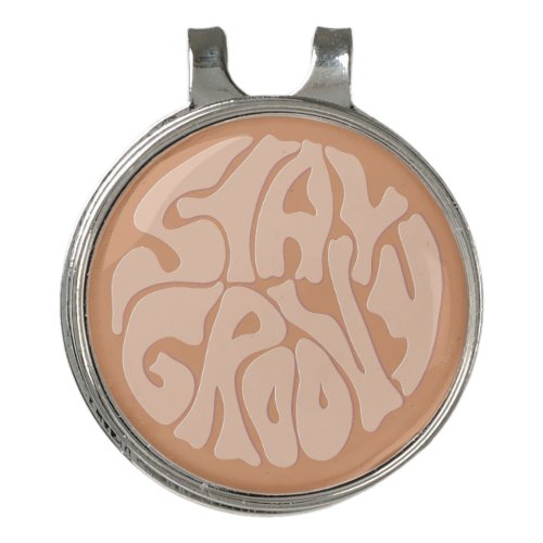 Stay Groovy Retro Beige Golf Hat Clip