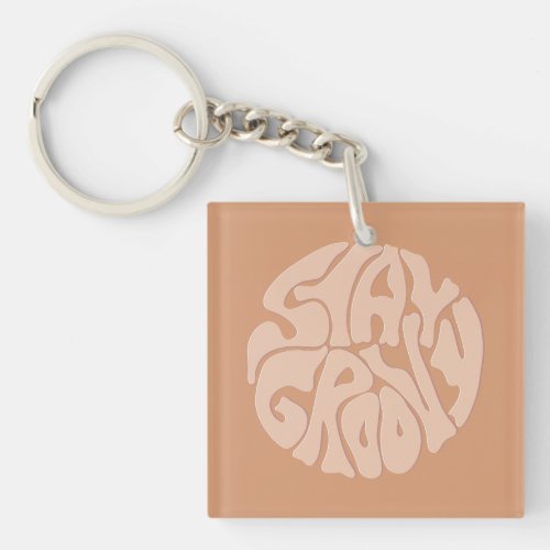 Stay Groovy Retro Beige Keychain