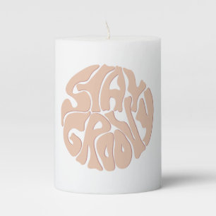Stay Groovy Retro Beige Pillar Candle