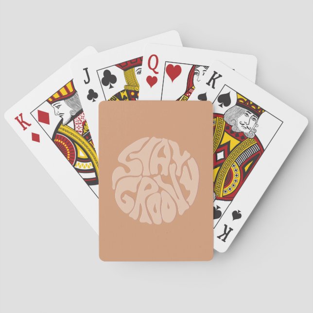 Stay Groovy Retro Beige Poker Cards (Back)
