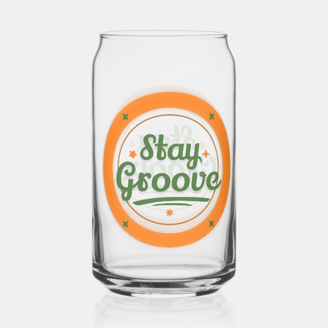 "Stay Groovy" Retro Design Drinking Glass (Front)