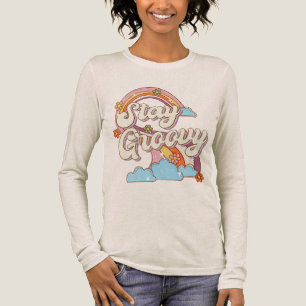 Stay Groovy Retro Rainbow Flowers Typography Tri-Blend Shirt