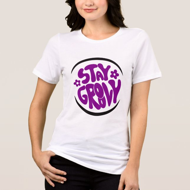 Stay Groovy – Retro Vibes Graphic Tri-Blend Shirt (Front)