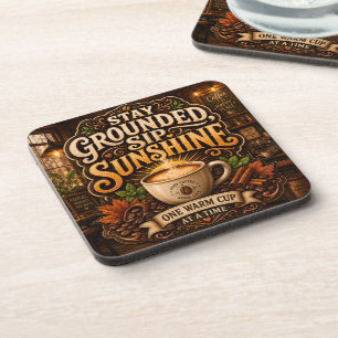 Stay Grounded, Sip Sunshine Beverage Coaster