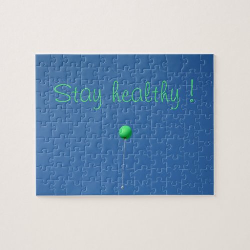 Stay healthy with green balloon in the sky jigsaw puzzle