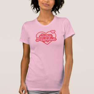 Stay hippie retro logo on t-shirt