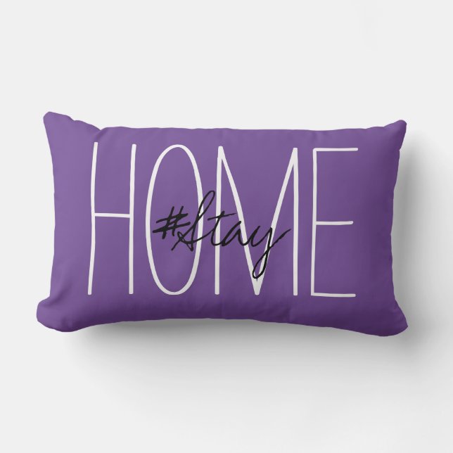 Stay Home Purple Lumbar Pillow (Front)