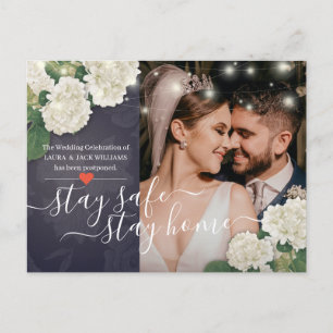 Stay Home & Stay Safe Wedding Postponement Photo Announcement Postcard