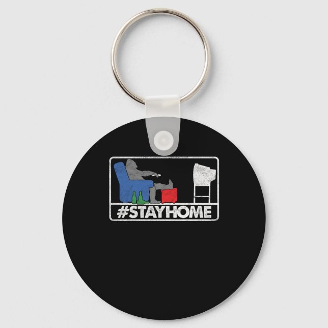 Stay Home Watch TV Beer Television Movie Show Gift Keychain (Front)