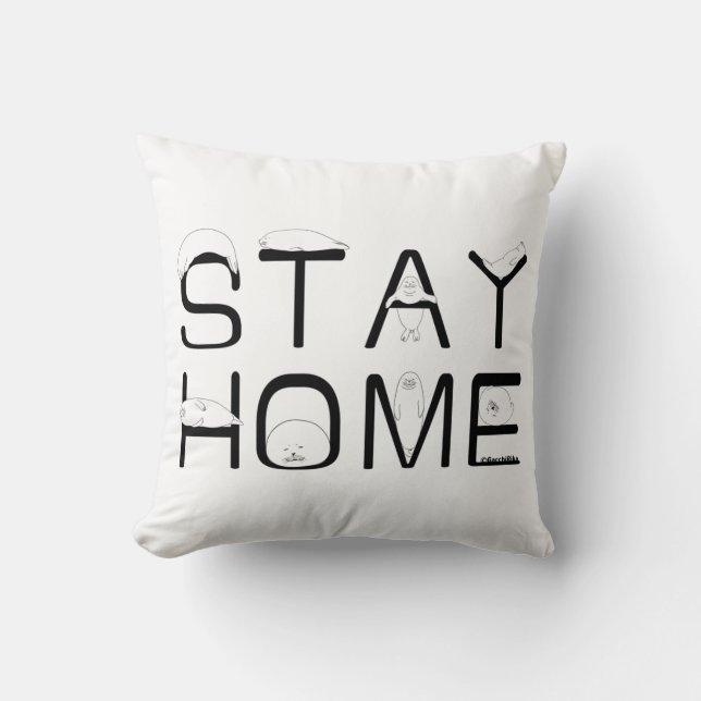 STAY HOME WITH SEAL THROW PILLOW (Front)