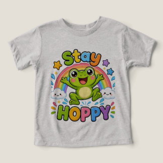Stay Hoppy | Cute Happy Frog Cartoon Design Toddler T-shirt