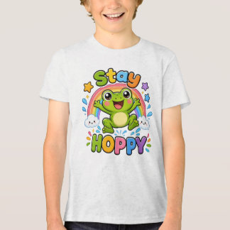Stay Hoppy | Cute Happy Frog Cartoon Design Tri-Blend Shirt