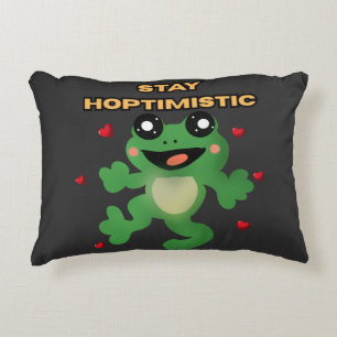 Stay Hoptimistic Cute Frog Pun Funny Frog Lover Gi Accent Pillow