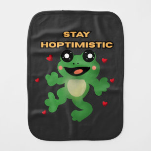 Stay Hoptimistic Cute Frog Pun Funny Frog Lover Gi Baby Burp Cloth