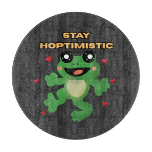 Stay Hoptimistic Cute Frog Pun Funny Frog Lover Gi Cutting Board
