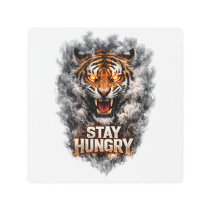 Stay Hungry Tiger Motivation Design Metal Print