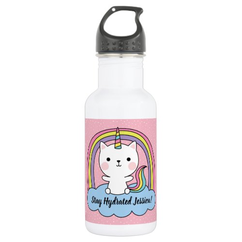 Stay Hydrated Cat Unicorn Stainless Steel Water Bottle